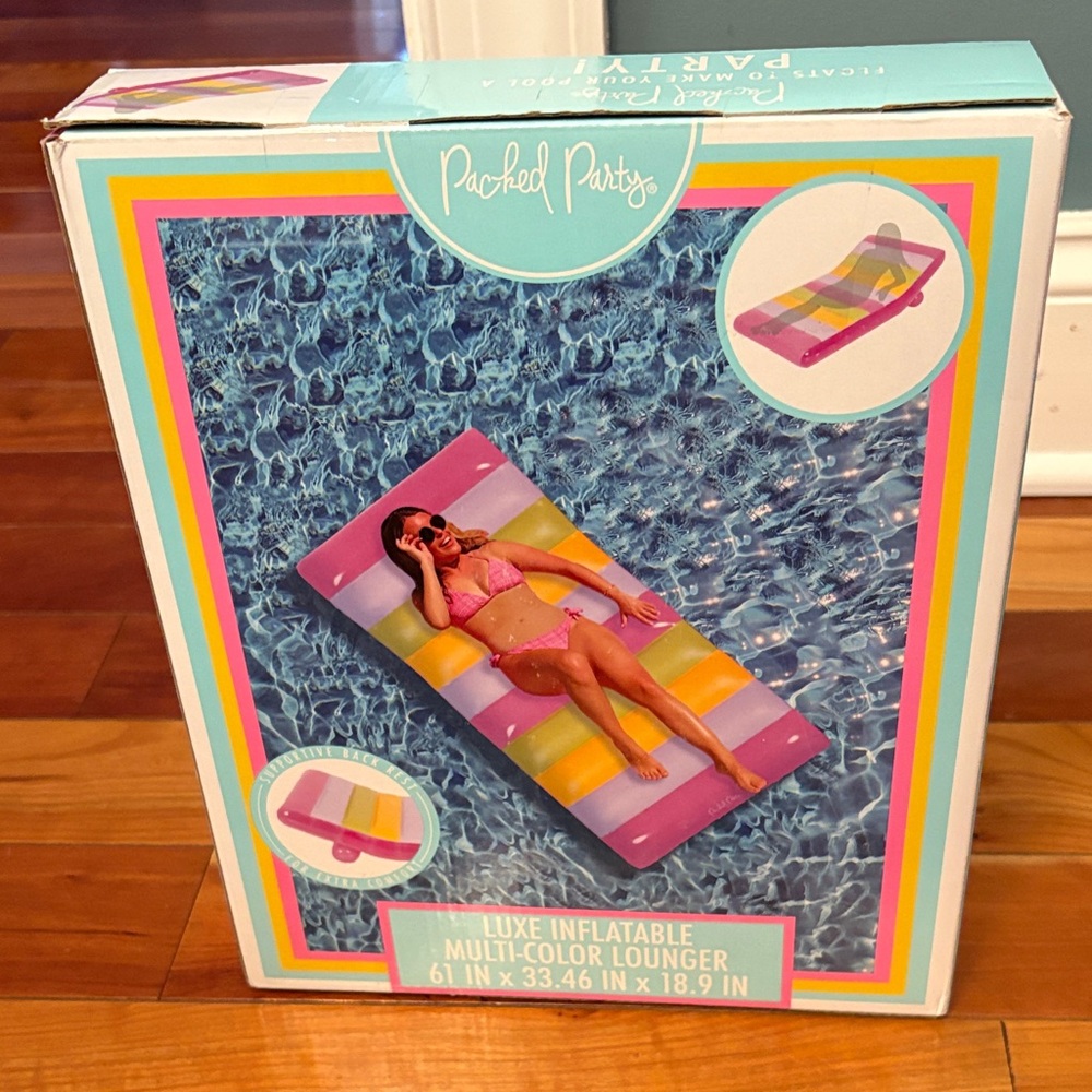 Packed Party Vibrant Striped Inflatable Lounger - Picture 2 of 2